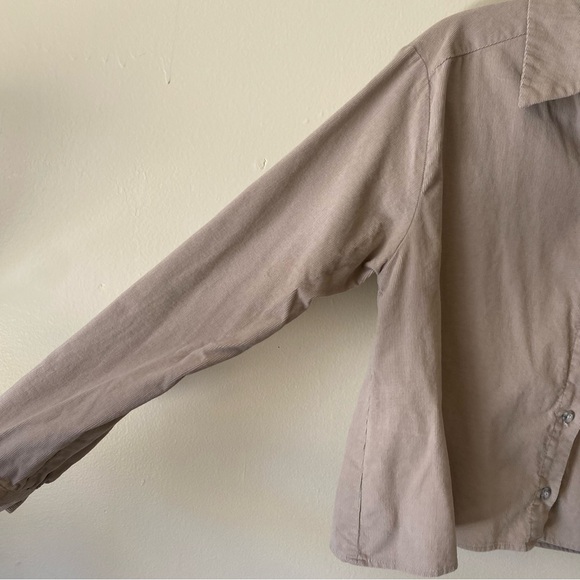 Zara TRF Collection Tan Burton Collar Crop Long Sleeve Top - Picture 4 of 5